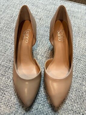 Franco Sarto Pointed Toe Pumps in Beige Nude